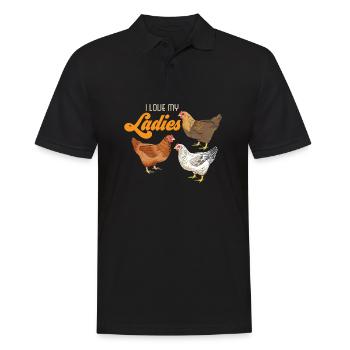 J'aime mon cadeau de poulet fermier fermier dames - Polo Homme - noir - Devant - Kai (181cm)