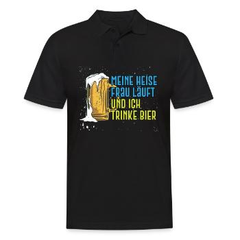 Lustiges Marathon Läufer Laufen Cross Country - Männer Poloshirt - Schwarz - Vorne - Kai (181cm)