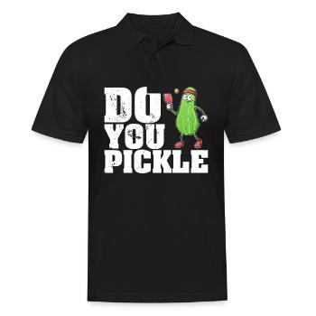 Pickle Gurke Pickelball Schläger Lustig - Männer Poloshirt - Schwarz - Vorne - Kai (181cm)