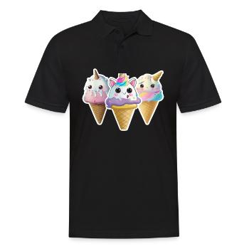 Einhorn Eis in Waffel Unicorn Ice in Waffle - Männer Poloshirt - Schwarz - Vorne - Kai (181cm)