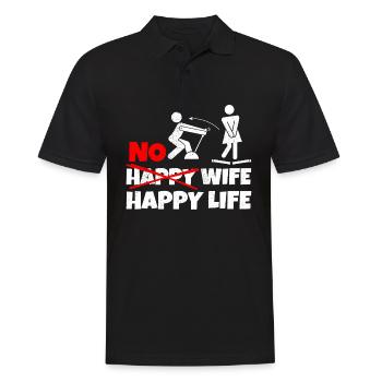 No Happy Wife Happy Life Wives Bride Groom - Men's Polo Shirt - black - Front - Kai (181cm)