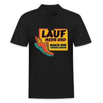 Lustiges Marathon Läufer Laufen Cross Country - Männer Poloshirt - Schwarz - Vorne - Kai (181cm)
