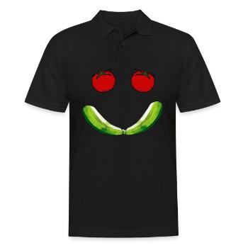 Smile Tomatoes - Männer Poloshirt - Schwarz - Vorne - Kai (181cm)