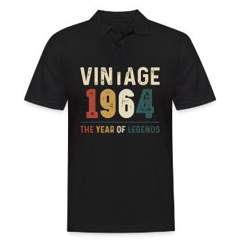60 Jahre alter Jahrgang 1964 Geschenke zum 60. Geburtstag - Männer Poloshirt - Schwarz - Vorne - Kai (181cm)