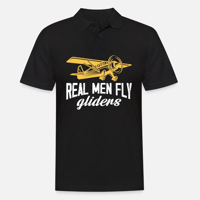 Real men fly gliders Design for a rc plane - Men's Polo Shirt - black