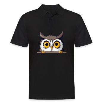 hibou jeter un coup d’œil mignon adorable drôle animal dessin animé - Polo Homme - noir - Devant - Kai (181cm)