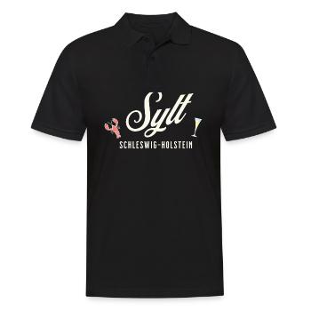 Sylt – Hummer, Sonne, Schaum im Glas - Männer Poloshirt - Schwarz - Vorne - Kai (181cm)