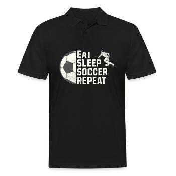 Eat. Sleep. Soccer. Repeat. – Für alle Fußballfans - Männer Poloshirt - Schwarz - Vorne - Kai (181cm)