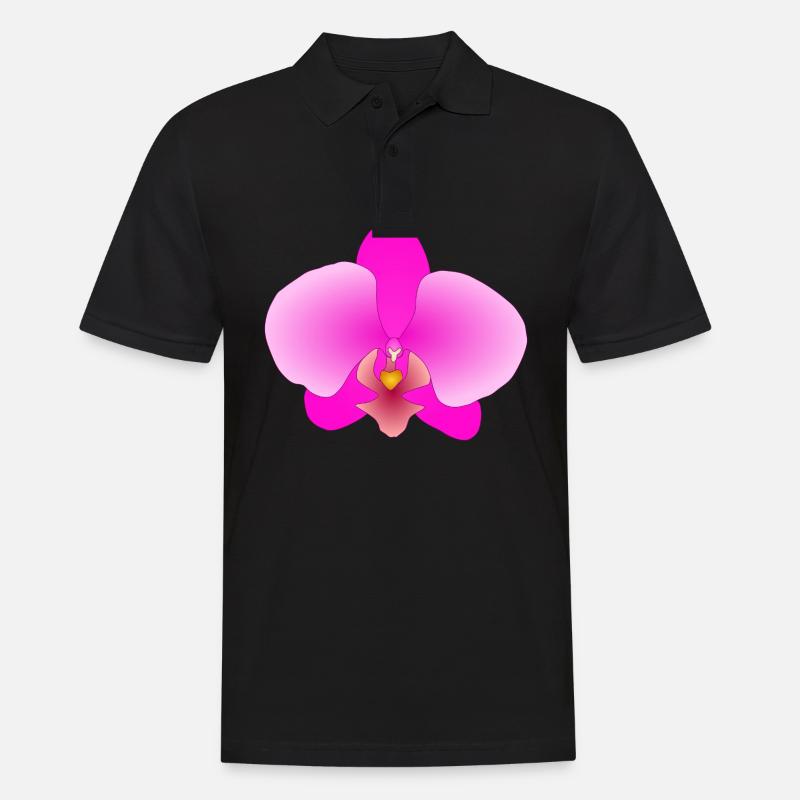 Rosa Orchidee - Männer Poloshirt - Schwarz