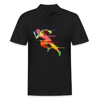 Sprinter Sprint Läufer Laufen Joggen Sport - Männer Poloshirt - Schwarz - Vorne - Kai (181cm)