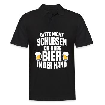 Bitte Nicht Schubsen Ich Habe Bier In Der Hand - Männer Poloshirt - Schwarz - Vorne - Kai (181cm)