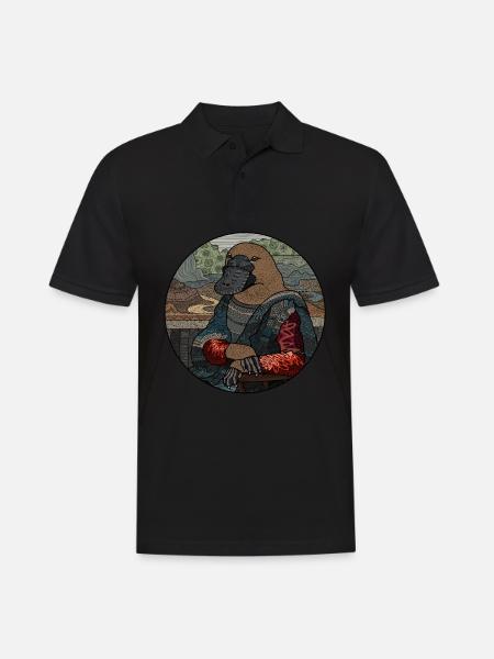 Funny platypus Mona Lisa Duckface gift - Men's Polo Shirt - black