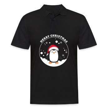 Joyeux Pingouin de Noël en boule à neige - Polo Homme - noir - Devant - Kai (181cm)
