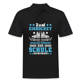 Zum Eishockey spielen geboren zur Schule gezwungen - Männer Poloshirt - Schwarz - Vorne - Kai (181cm)