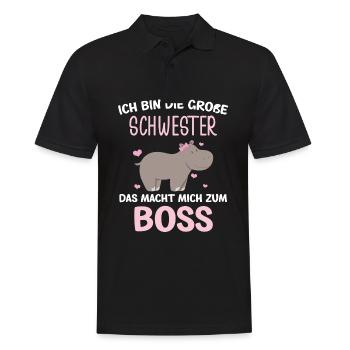 Ich Bin Die Große Schwester Boss Dab Nielpferd - Männer Poloshirt - Schwarz - Vorne - Kai (181cm)