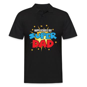 Happy Fathers Day Super Papa Fête des Pères Super Papa Pa - Polo Homme - noir - Devant - Kai (181cm)