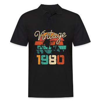 Vintage (1980) - Men's Polo Shirt - black - Front - Kai (181cm)