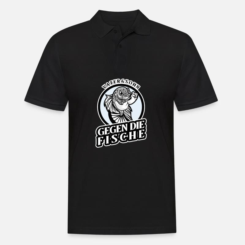 Vater und Sohn Angler Spruch Geschenk - Männer Poloshirt - Schwarz