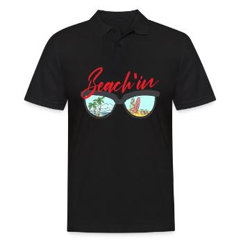 beachin beach sunglasses Design for a beach - Men's Polo Shirt - black - Front - Kai (181cm)