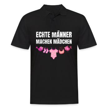 Echte Männer machen Mädchen | Babyparty Geschenk - Männer Poloshirt - Schwarz - Vorne - Kai (181cm)