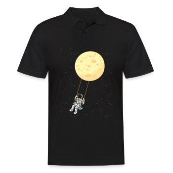 Astronaut Schaukel Mond Weltraum Kinder Astronaute - Männer Poloshirt - Schwarz - Vorne - Kai (181cm)