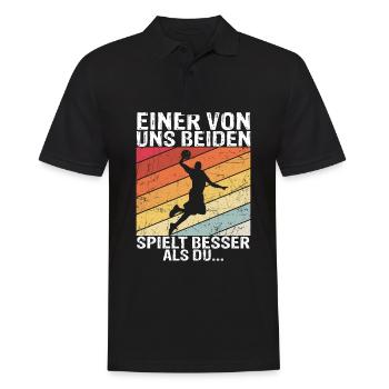 Basketball - Einer von uns beiden spielt besser al - Männer Poloshirt - Schwarz - Vorne - Kai (181cm)
