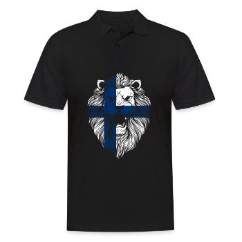 Finnland Löwen Flagge Finnische Flagge Geschenk - Männer Poloshirt - Schwarz - Vorne - Kai (181cm)