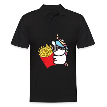 Pommes Frites Pommes Liebhaber Einhorn mit Pommes - Männer Poloshirt - Schwarz - Vorne - Kai (181cm)