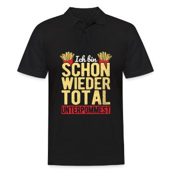 Ich bin schon wieder total unterpommest - Pommes G - Männer Poloshirt - Schwarz - Vorne - Kai (181cm)