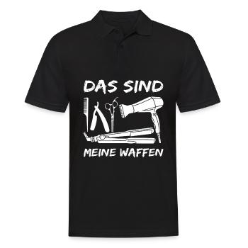 Das sind meine Waffen Geschenk Friseur Barber - Männer Poloshirt - Schwarz - Vorne - Kai (181cm)