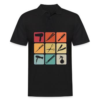 Friseur Vintage Friseur Retro Geschenk Barber - Männer Poloshirt - Schwarz - Vorne - Kai (181cm)