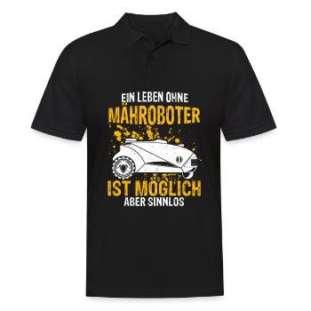 Mähroboter Garten Rasenroboter Mäher Geschenk - Männer Poloshirt - Schwarz - Vorne - Kai (181cm)