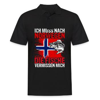 Ich muss nach NORWEGEN - Fische vermissen mich Ges - Männer Poloshirt - Schwarz - Vorne - Kai (181cm)