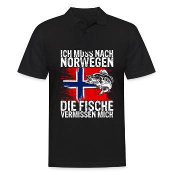 Urlaub Elche NORWEGEN die Fische vermissen mich An - Männer Poloshirt - Schwarz - Vorne - Kai (181cm)