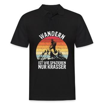 Wandern ist wie spazieren, nur krasser Wanderer Sp - Männer Poloshirt - Schwarz - Vorne - Kai (181cm)