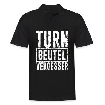 Turnbeutel Vergesser Für Den Turnunterricht Sportu - Männer Poloshirt - Schwarz - Vorne - Kai (181cm)