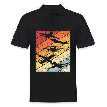 Retro Flugzeugführer Fliegen Vintage Flugzeug Pilo - Männer Poloshirt - Schwarz - Vorne - Kai (181cm)