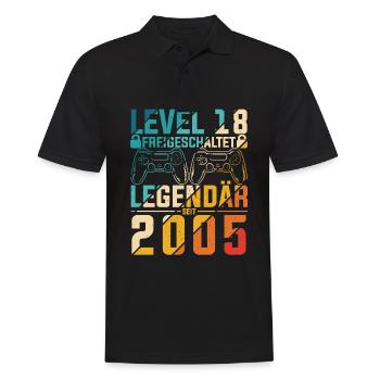 Level 18 Jahre Geburtstag 2005 LAN-Party Motiv Gam - Männer Poloshirt - Schwarz - Vorne - Kai (181cm)
