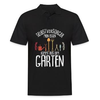 Selbstversorger Mein Essen Kommt Aus Dem Garten - - Männer Poloshirt - Schwarz - Vorne - Kai (181cm)