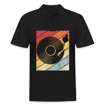 Vinly Plattenspieler Schallplatte 80s 90s Retro Sa - Männer Poloshirt - Schwarz - Vorne - Kai (181cm)