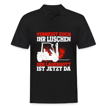 Verneigt Euch Ihr Luschen Der Lagergott Ist Jetzt - Männer Poloshirt - Schwarz - Vorne - Kai (181cm)