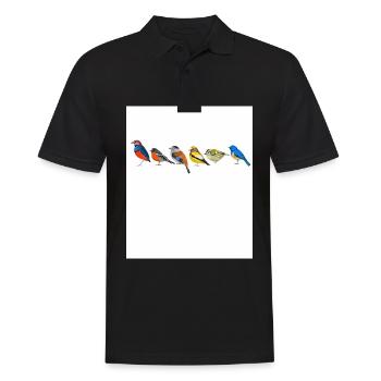 Vogelmotiv Vögel Amsel Rotkehlchen Geschenk Vogelf - Männer Poloshirt - Schwarz - Vorne - Kai (181cm)