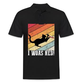 I woas ned Katzen Design mit Katze Miau Motiv Lust - Männer Poloshirt - Schwarz - Vorne - Kai (181cm)