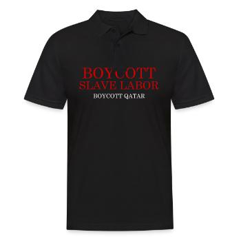 Boycott Qatar Katar Boycott Slave Labor - Männer Poloshirt - Schwarz - Vorne - Kai (181cm)