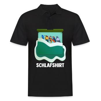Schlafshirt Vogelmotiv Amsel Rotkehlchen Vogel Lie - Männer Poloshirt - Schwarz - Vorne - Kai (181cm)