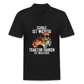 Schule Ist Wichtig Traktor Fahren Ist Wichtiger - - Männer Poloshirt - Schwarz - Vorne - Kai (181cm)