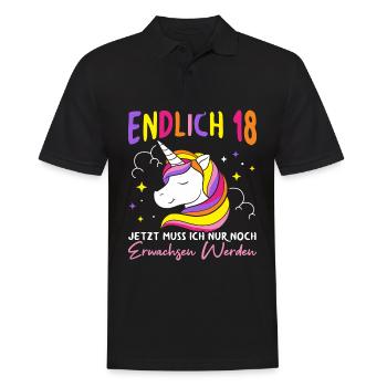 Endlich 18 Jetzt Muss Ich Nur Noch Erwachsen Werde - Männer Poloshirt - Schwarz - Vorne - Kai (181cm)