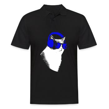 Katze Sonnenbrille Kätzchen Katzenliebe Katzenlieb - Männer Poloshirt - Schwarz - Vorne - Kai (181cm)