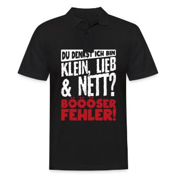 Du denkst ich bin klein lieb & nett Böser Fehler! - Männer Poloshirt - Schwarz - Vorne - Kai (181cm)
