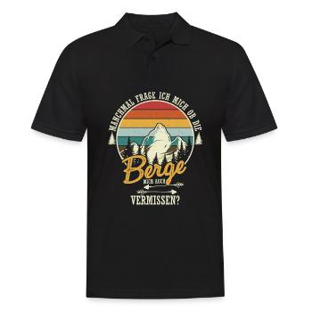 Manchmal frage ich mich ob die Berge mich auch ver - Männer Poloshirt - Schwarz - Vorne - Kai (181cm)